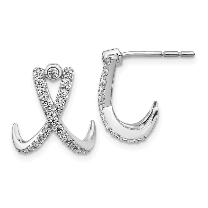 14K White Gold Real Diamond Post Earrings Goldia Earrings
