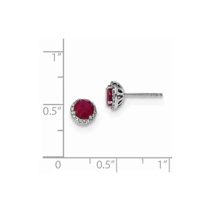 14k White Gold Real Diamond u0026 Ruby Post Earrings Goldia Earrings