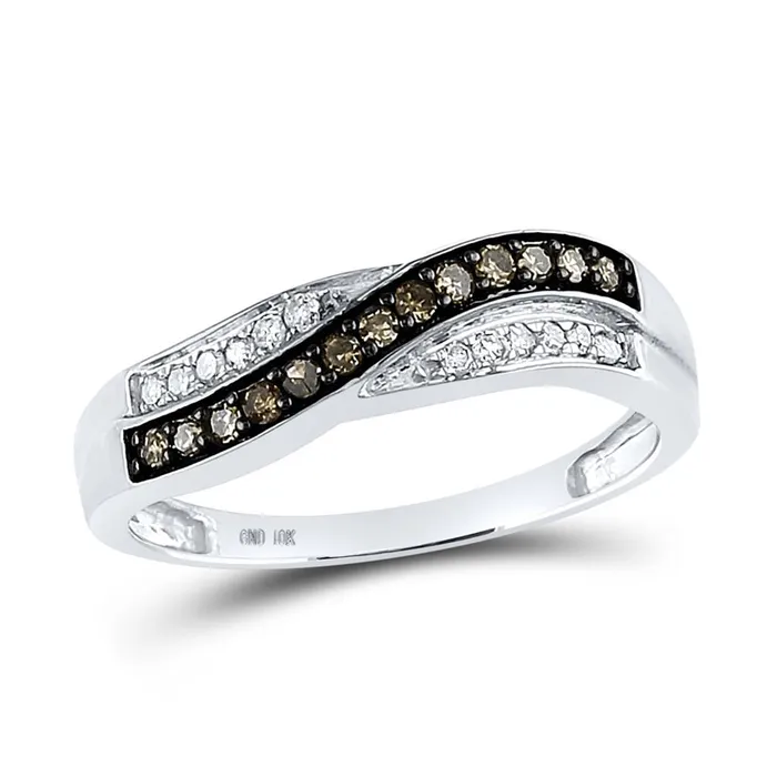 14k White Gold Round Brown Diamond Band Ring 14 Cttw gndatlanta Rings