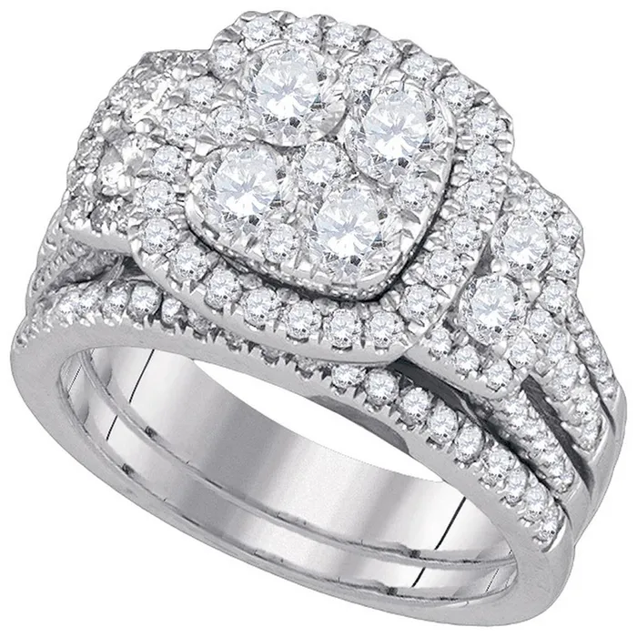 14k White Gold Round Diamond Bridal Wedding Ring Set 3 Cttw gndatlanta Rings 14k White Gold Round Diamond Bridal Wedding Ring Set 3 Cttw gndatlanta Rings