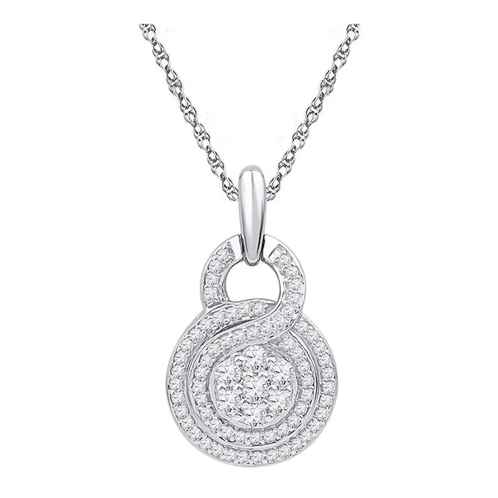 14k White Gold Round Diamond Circle Flower Cluster Pendant 12 Cttw gndatlanta Rings 14k White Gold Round Diamond Circle Flower Cluster Pendant 12 Cttw gndatlanta Rings