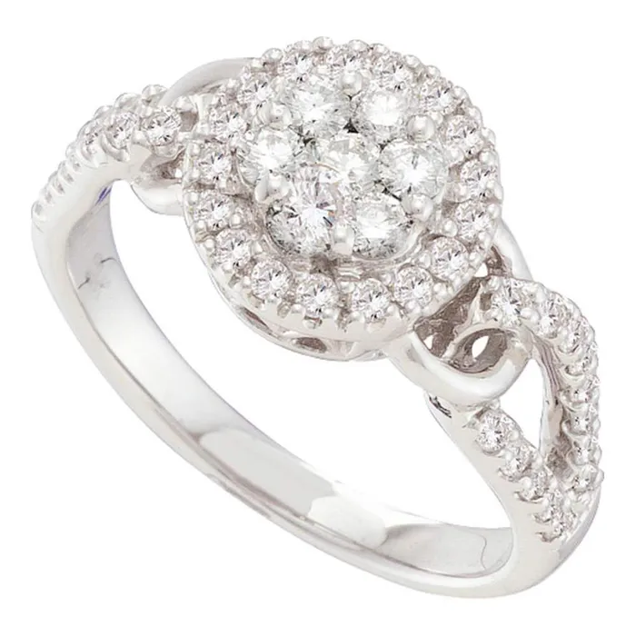 14k White Gold Round Diamond Cluster Bridal Engagement Ring 34 Cttw gndatlanta Rings 14k White Gold Round Diamond Cluster Bridal Engagement Ring 34 Cttw gndatlanta Rings