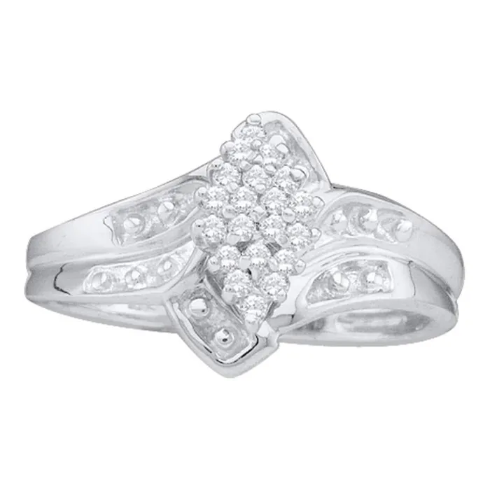 14k White Gold Round Diamond Oval Cluster Ring 16 Cttw gndatlanta Rings