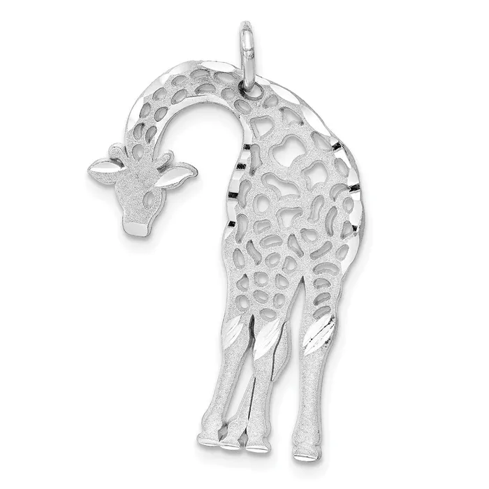 14k White Gold Solid Satin Diamondcut FlatBacked Giraffe Charm Goldia Charm Necklaces 14k White Gold Solid Satin Diamondcut FlatBacked Giraffe Charm Goldia Charm Necklaces