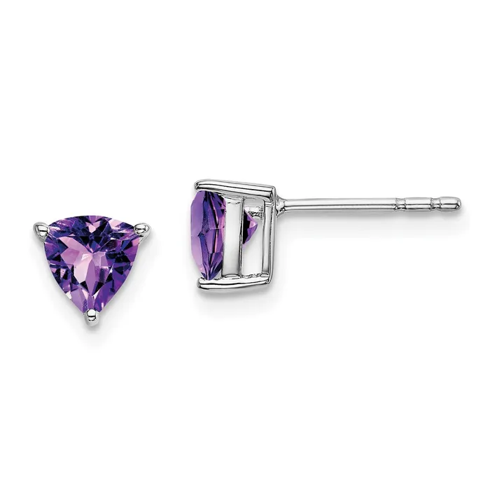 14k White Gold Trillion Amethyst Earrings Goldia Earrings