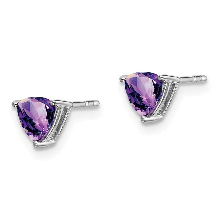 14k White Gold Trillion Amethyst Earrings Goldia Earrings