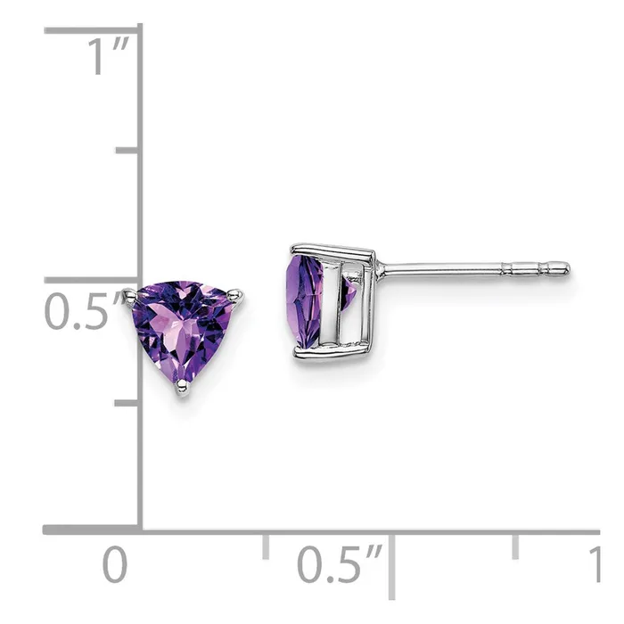14k White Gold Trillion Amethyst Earrings Goldia Earrings