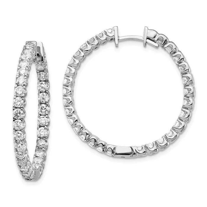 14k White Gold VS Real Diamond Hinged Hoop Earrings Goldia Earrings
