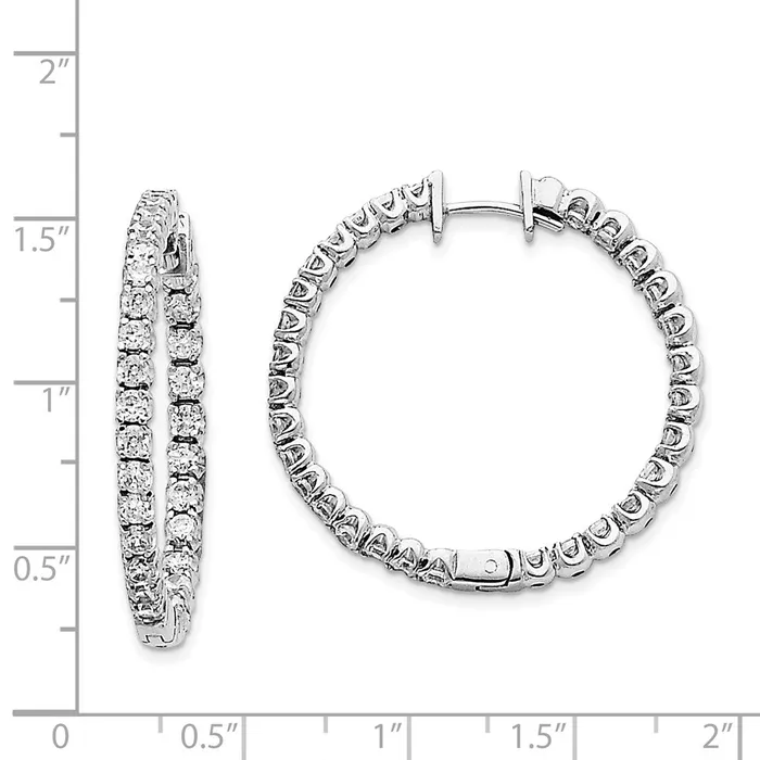 14k White Gold VS Real Diamond Hinged Hoop Earrings Goldia Earrings