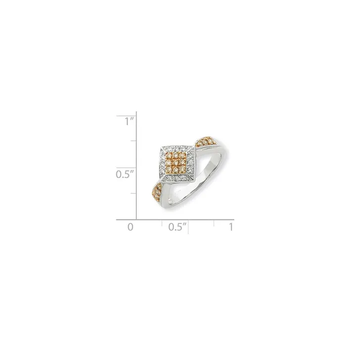 14K White Gold w Yellow Rhodium White Champagne Real Diamond Ring Goldiacom Rings