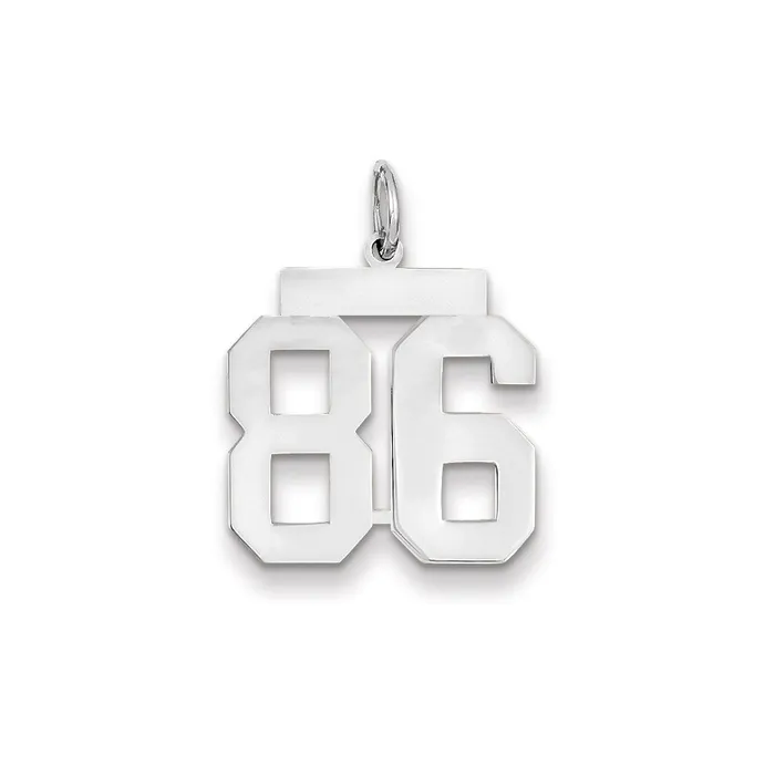 14k White Gold WG Medium Polished Number 86 Charm Goldia Charm Necklaces