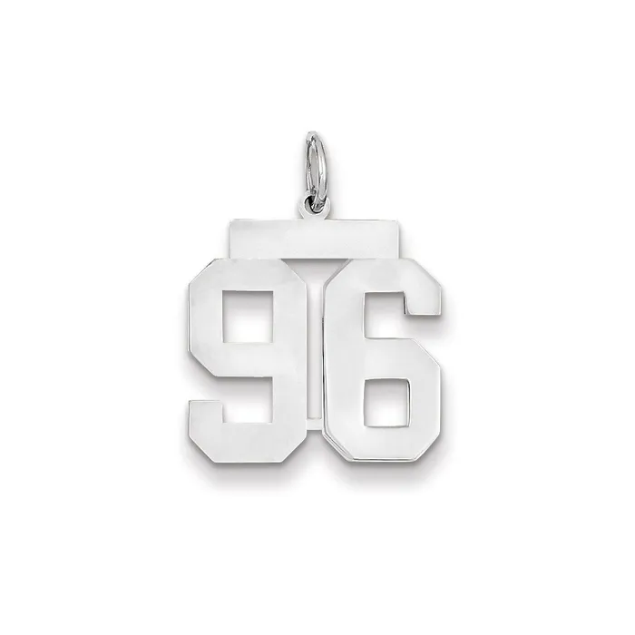 14k White Gold WG Medium Polished Number 96 Charm Goldia Charm Necklaces