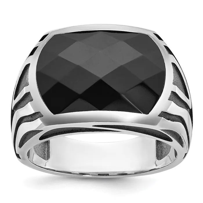 14k White Gold with Black Rhodium Mens Onyx Complete Ring Goldia Rings 14k White Gold with Black Rhodium Mens Onyx Complete Ring Goldia Rings