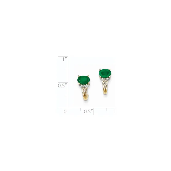 14k Yellow Gold 115Ct Real Diamond u0026 Emerald Earrings Goldia Earrings