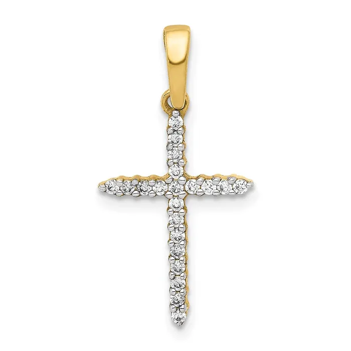 14K Yellow Gold 16ct Real Diamond Cross Pendant Goldia Necklaces