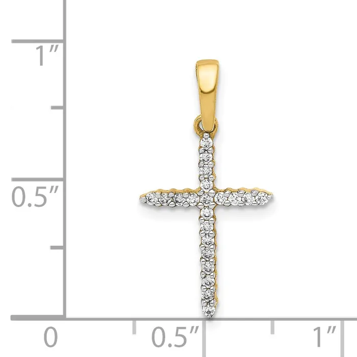14K Yellow Gold 16ct Real Diamond Cross Pendant Goldia Necklaces