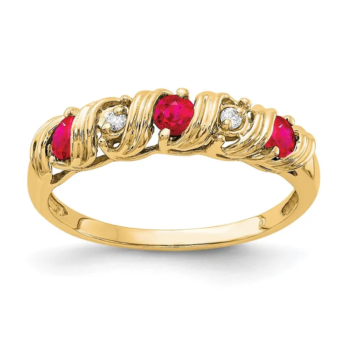 14k Yellow Gold 275mm Ruby VS Diamond ring Goldia Rings