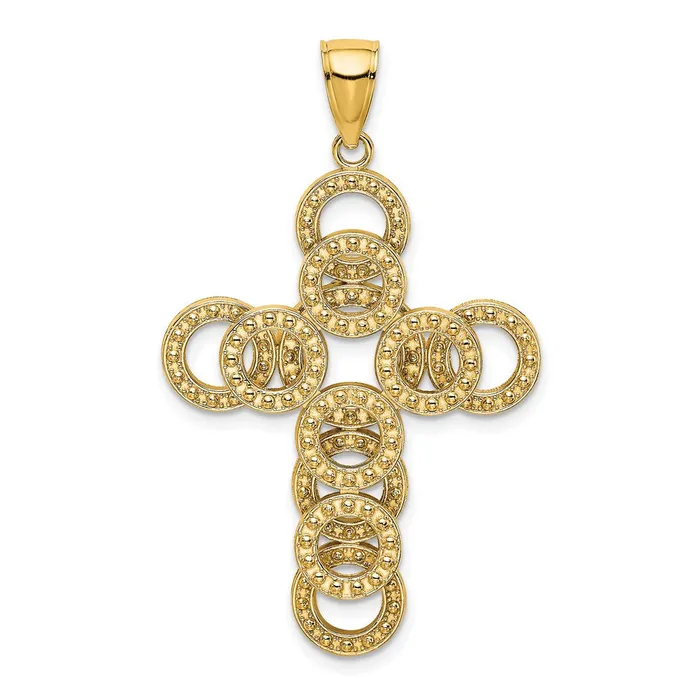 14k Yellow Gold 2D Circular Infinity Illusion Cross Charm Goldia Charm Necklaces
