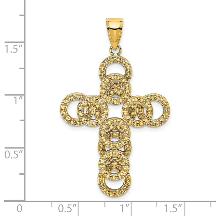 14k Yellow Gold 2D Circular Infinity Illusion Cross Charm Goldia Charm Necklaces