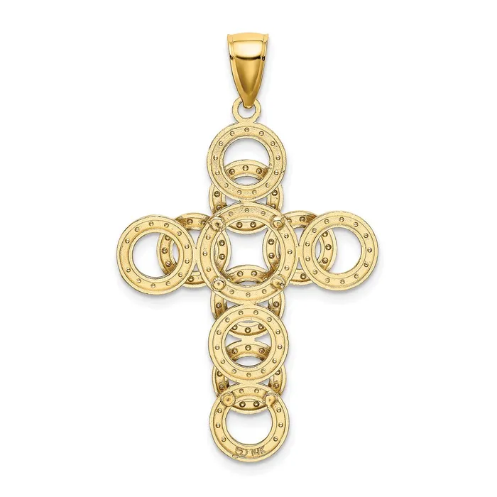 14k Yellow Gold 2D Circular Infinity Illusion Cross Charm Goldia Charm Necklaces