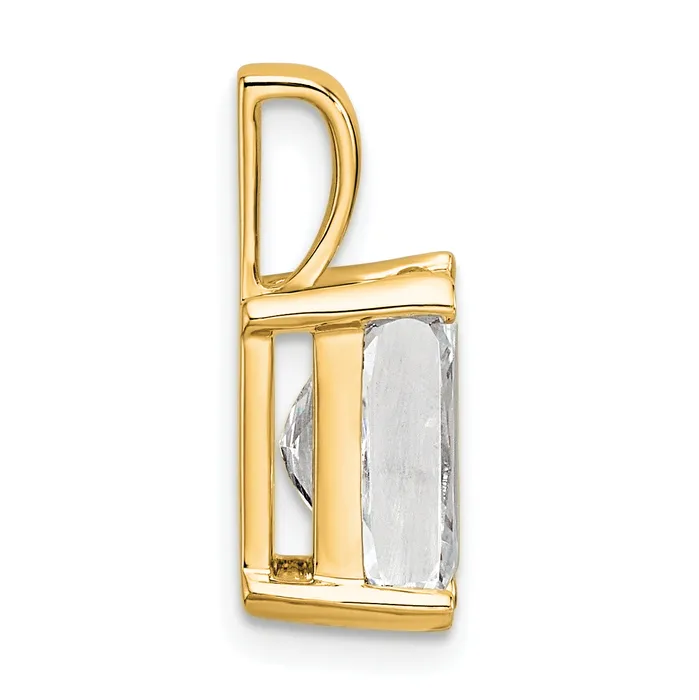 14k Yellow Gold 3 Ct Lab Grown Diamond VSSI G Radiant Four Prong Pendant Goldia Necklaces