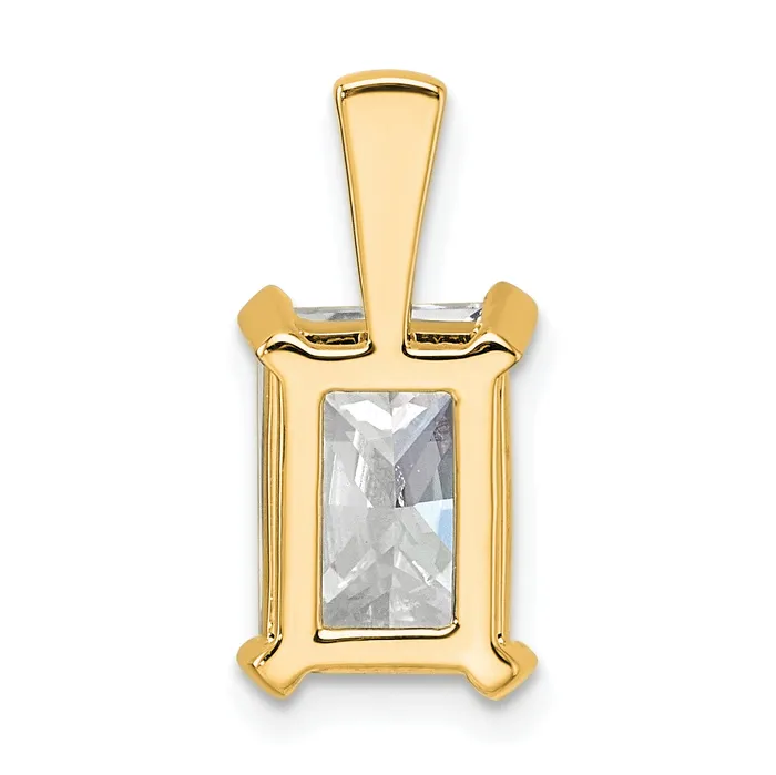 14k Yellow Gold 3 Ct Lab Grown Diamond VSSI G Radiant Four Prong Pendant Goldia Necklaces