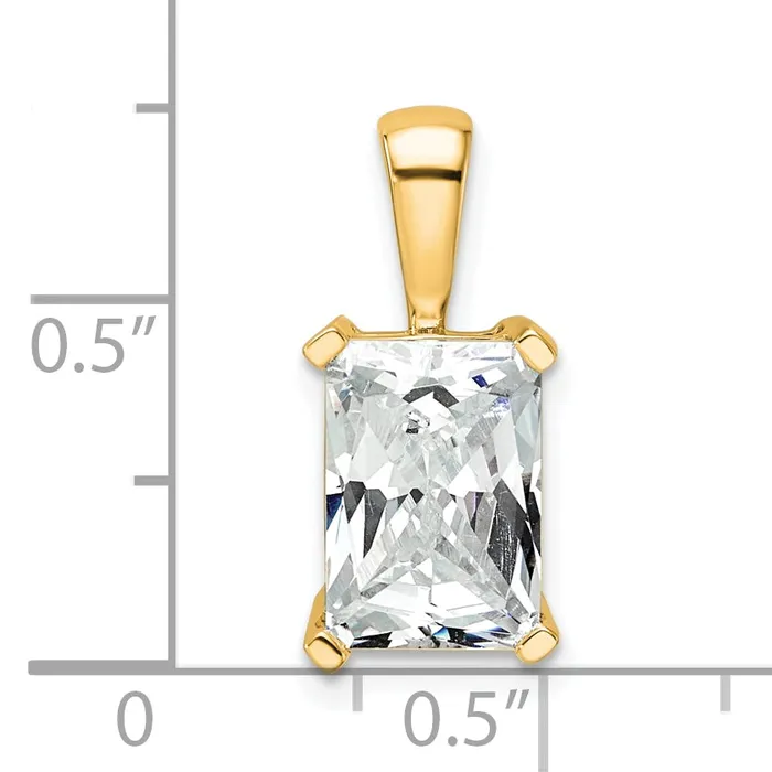 14k Yellow Gold 3 Ct Lab Grown Diamond VSSI G Radiant Four Prong Pendant Goldia Necklaces