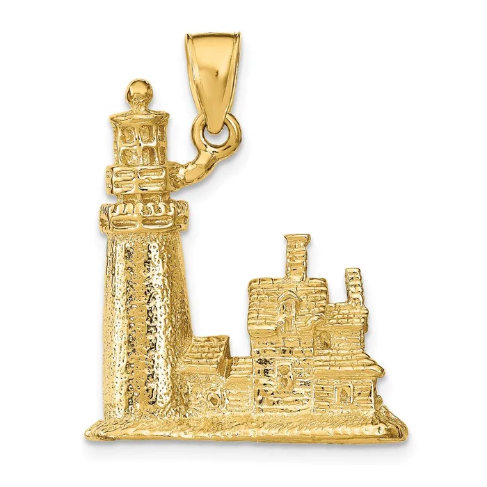 14k Yellow Gold 3D Cape Cod Lighthouse Pendant Goldia Necklaces