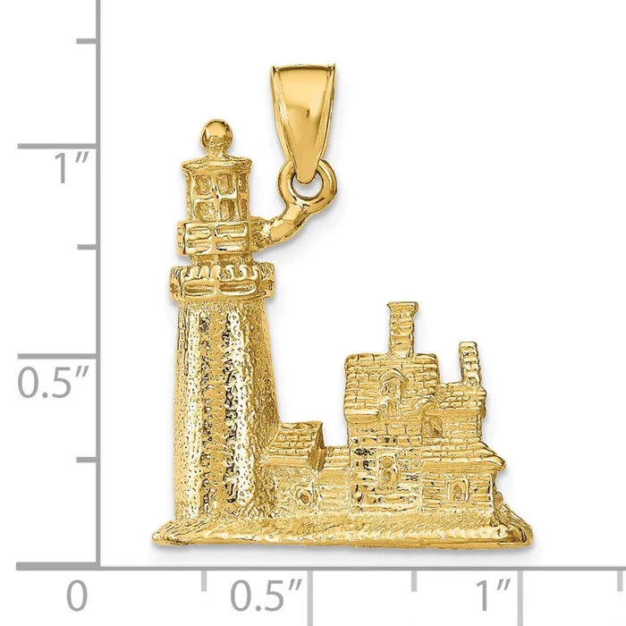 14k Yellow Gold 3D Cape Cod Lighthouse Pendant Goldia Necklaces