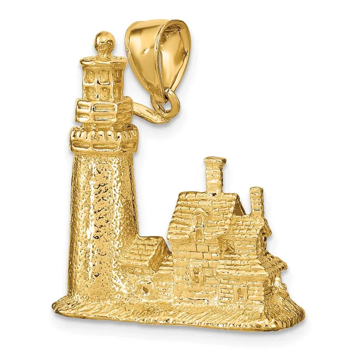 14k Yellow Gold 3D Cape Cod Lighthouse Pendant Goldia Necklaces