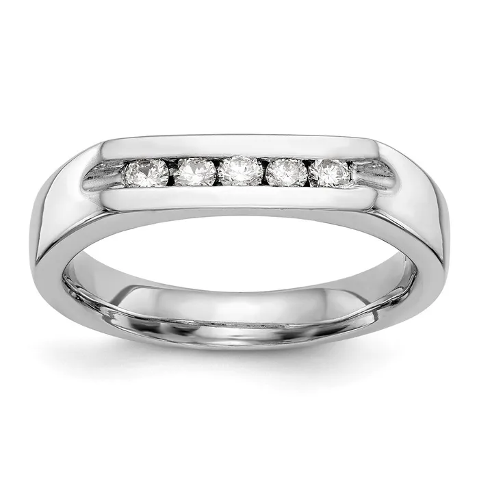 14K Yellow Gold 5Stone Real Diamond Channel Band Goldia Rings