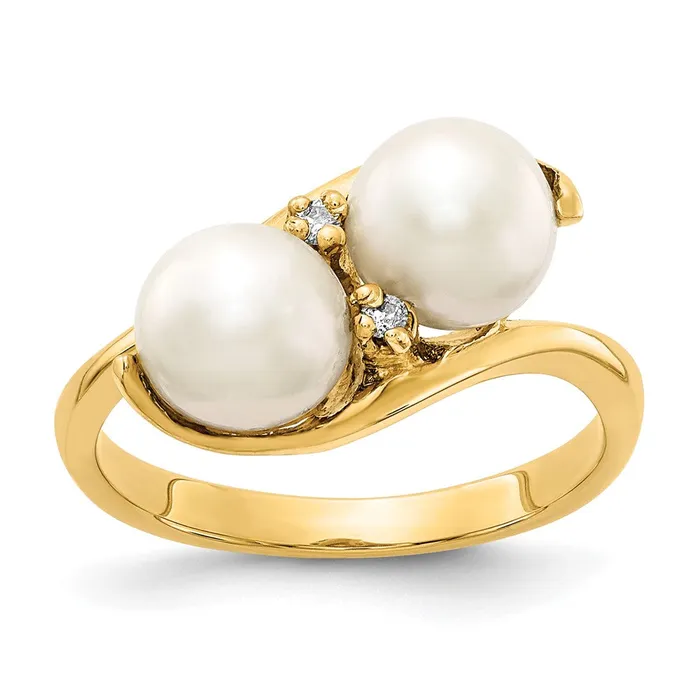 14K Yellow Gold 6mm Black FW Cultured Pearl AA Real Diamond ring Goldiacom Rings 14K Yellow Gold 6mm Black FW Cultured Pearl AA Real Diamond ring Goldiacom Rings