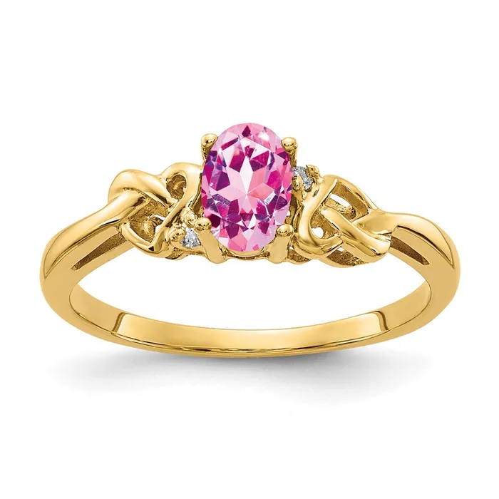 14k Yellow Gold 6x4mm Oval Pink Sapphire AA Diamond ring Goldia Rings