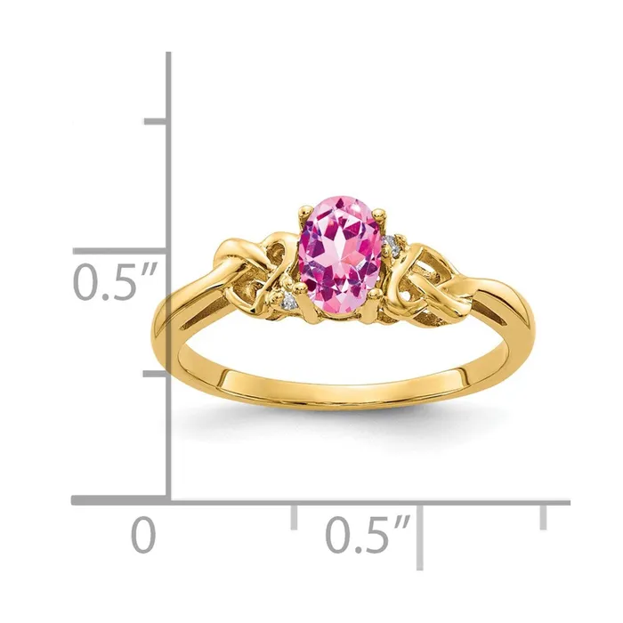 14k Yellow Gold 6x4mm Oval Pink Sapphire AA Diamond ring Goldia Rings