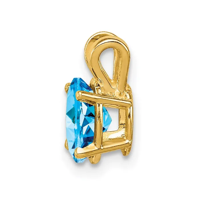 14K Yellow Gold 7x5mm Oval Blue Topaz Checker pendant Goldia Necklaces