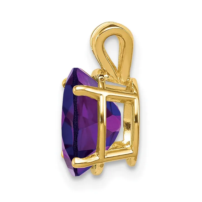14K Yellow Gold 9x7mm Oval Amethyst Checker pendant Goldia Necklaces