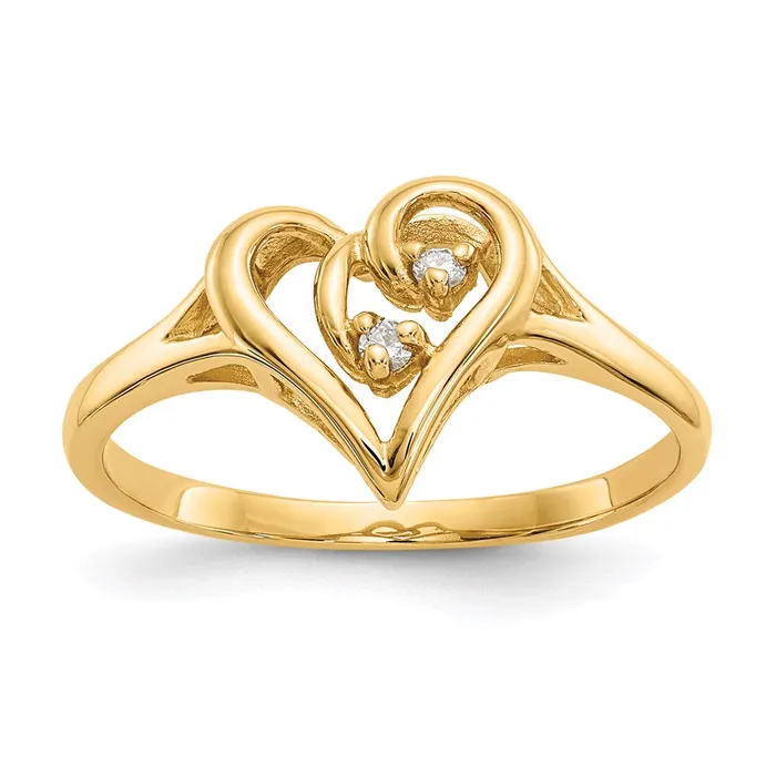 14K Yellow Gold A Real Diamond heart ring Goldia Rings