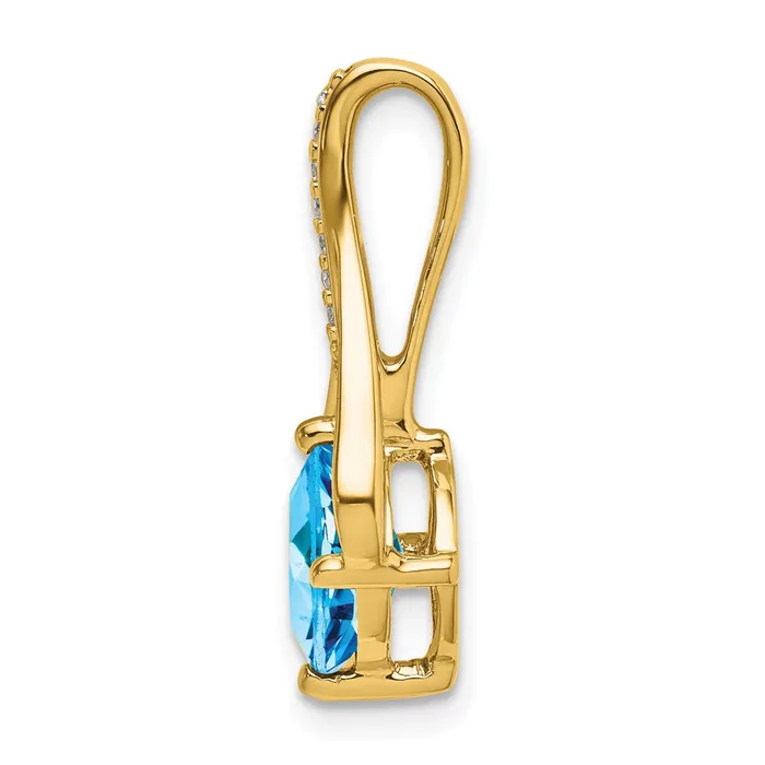 14K Yellow Gold Blue Topaz and Real Diamond Pendant Goldia Necklaces