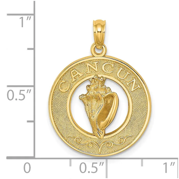 14k Yellow Gold CANCUN wConch Shell Circle Charm Goldia Charm Necklaces