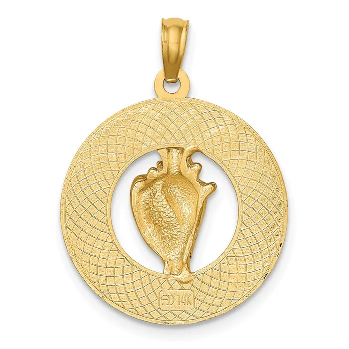 14k Yellow Gold CANCUN wConch Shell Circle Charm Goldia Charm Necklaces