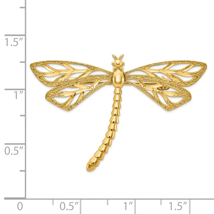 14k Yellow Gold Diamondcut Polished u0026 Satin Dragonfly Pin Goldia Rings