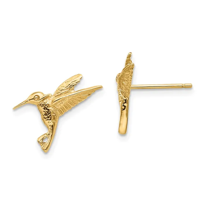 14k Yellow Gold Hummingbird Post Earrings Goldia Earrings