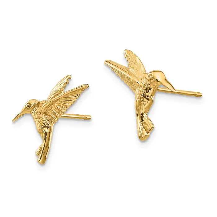 14k Yellow Gold Hummingbird Post Earrings Goldia Earrings