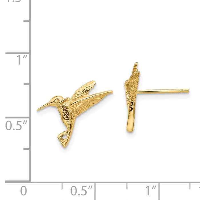 14k Yellow Gold Hummingbird Post Earrings Goldia Earrings