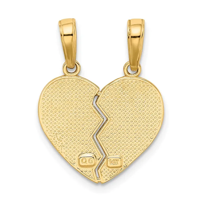 14k Yellow Gold I LOVE YOU Break Apart Heart Charm Goldia Charm Necklaces