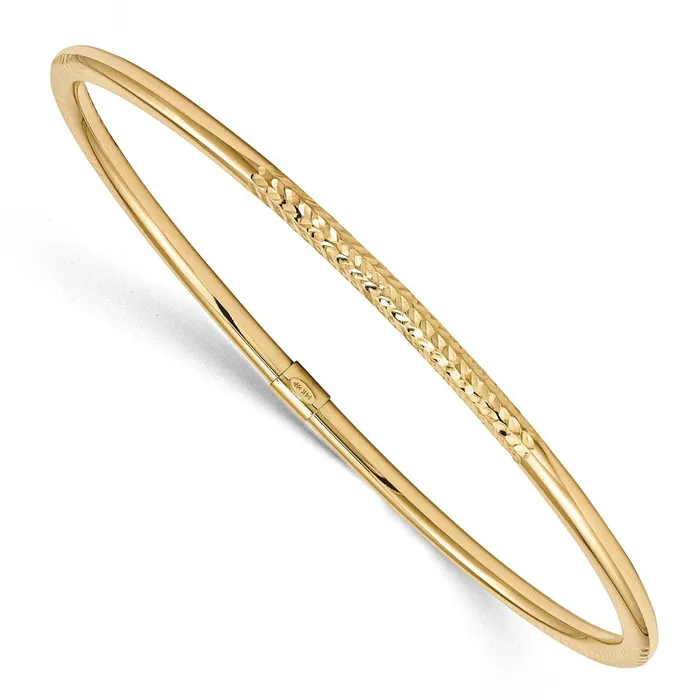 14k Yellow Gold Polished DC Slip on Bangle Goldia Earrings