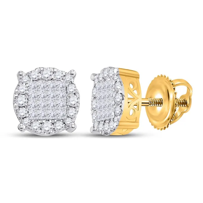 14k Yellow Gold Princess Diamond Cluster Earrings 12 Cttw gndatlanta Earrings 14k Yellow Gold Princess Diamond Cluster Earrings 12 Cttw gndatlanta Earrings