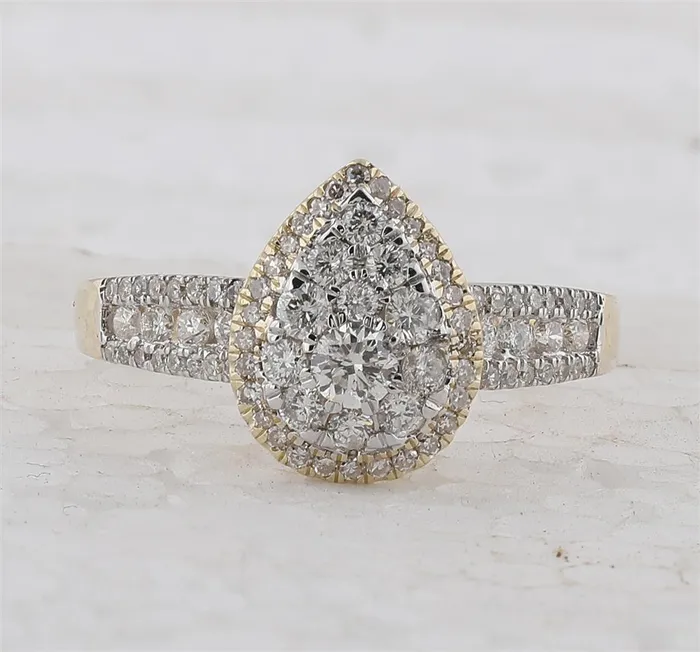 14k Yellow Gold Round Diamond Pear Cluster Bridal Engagement Ring 34 Cttw gndatlanta Rings 14k Yellow Gold Round Diamond Pear Cluster Bridal Engagement Ring 34 Cttw gndatlanta Rings