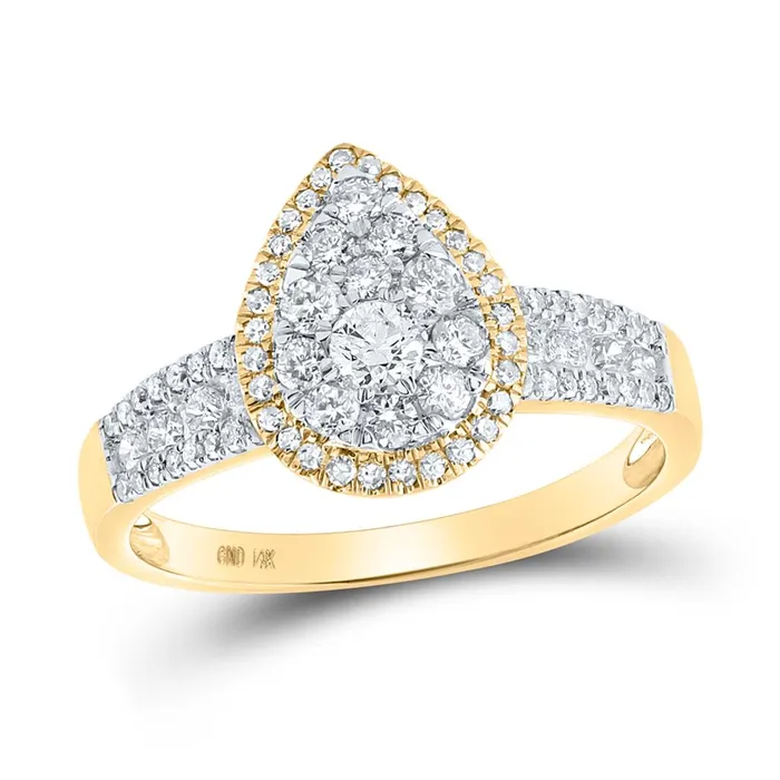 14k Yellow Gold Round Diamond Pear Cluster Bridal Engagement Ring 34 Cttw gndatlanta Rings