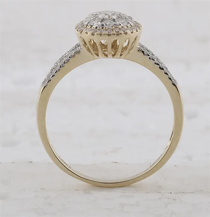 14k Yellow Gold Round Diamond Pear Cluster Bridal Engagement Ring 34 Cttw gndatlanta Rings
